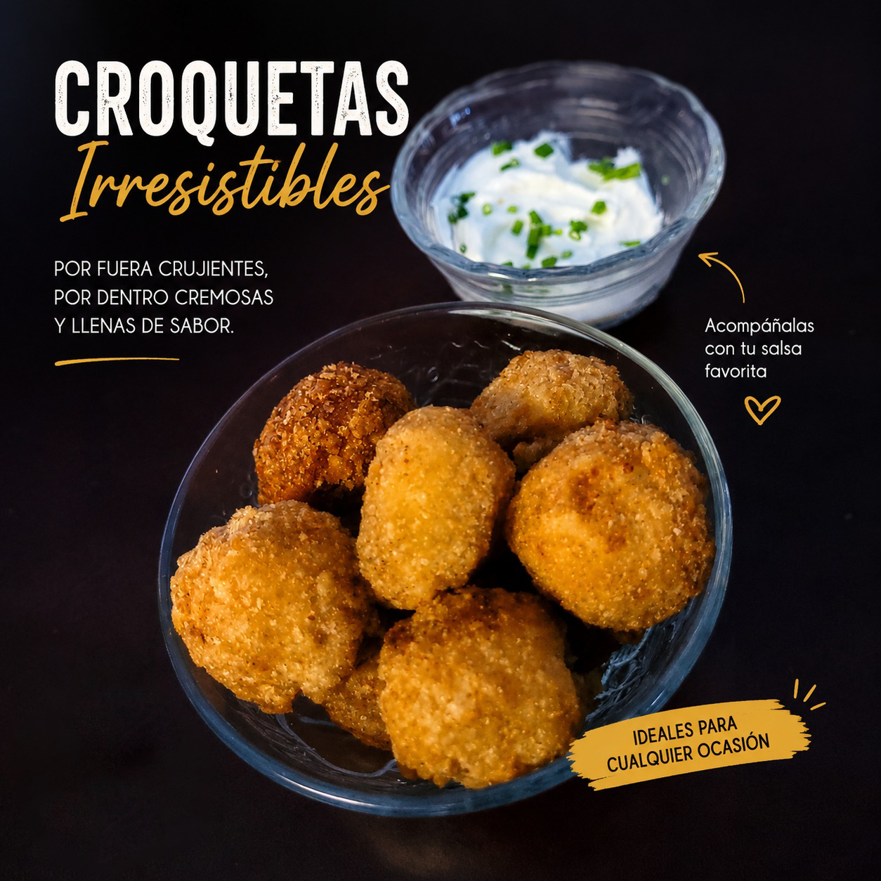 Croquetas irresistibles: por fuera crujientes, por dentro cremosas y llenas de sabor. Ideales para cualquier ocasión.